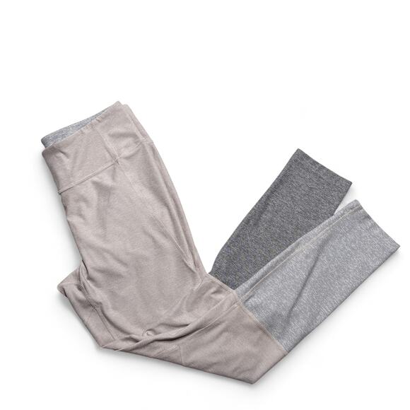 Outdoor Voices 7/8 Dipped Warmup Leggings Tan Cream Gray Color Block Medium - Picture 3 of 8